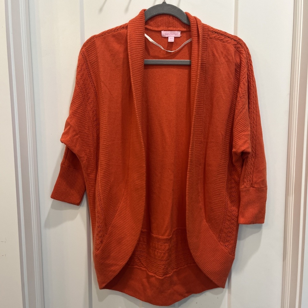Lilly Pulitzer Women Orange Cabrina Cardigan Open Drape Front Size XS/S $198